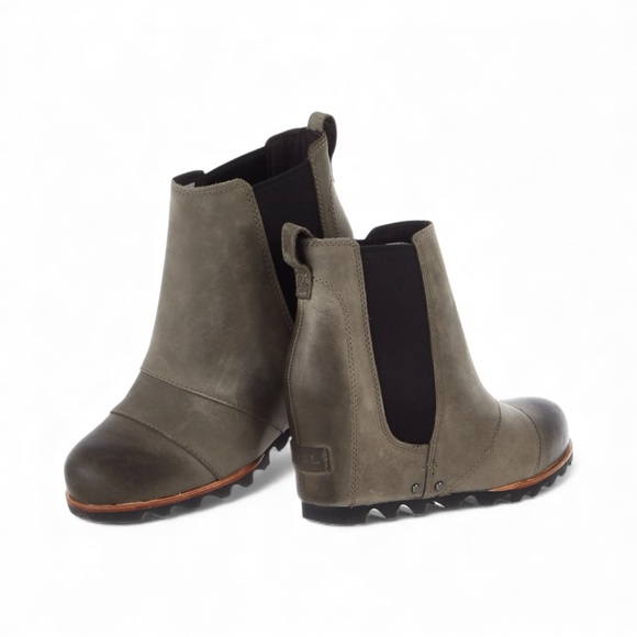 Sorel Shoes - Sorel Lea wedge womens ankle boots kettle grey quarry leather size 7.5